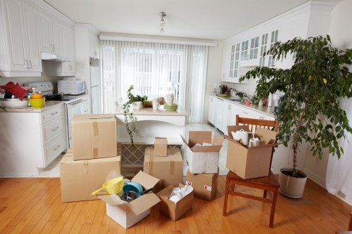 Securely packed boxes and furniture for removal truck hire in Goldersgreen