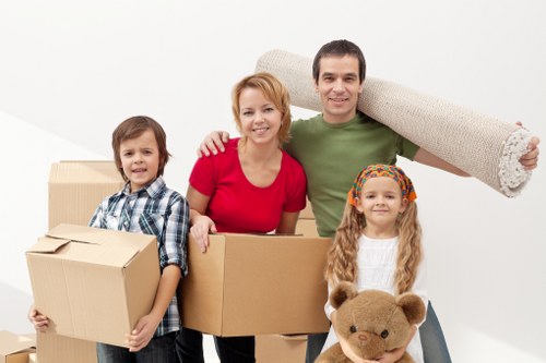 Packing supplies and labeled boxes used by removal companies in Goldersgreen